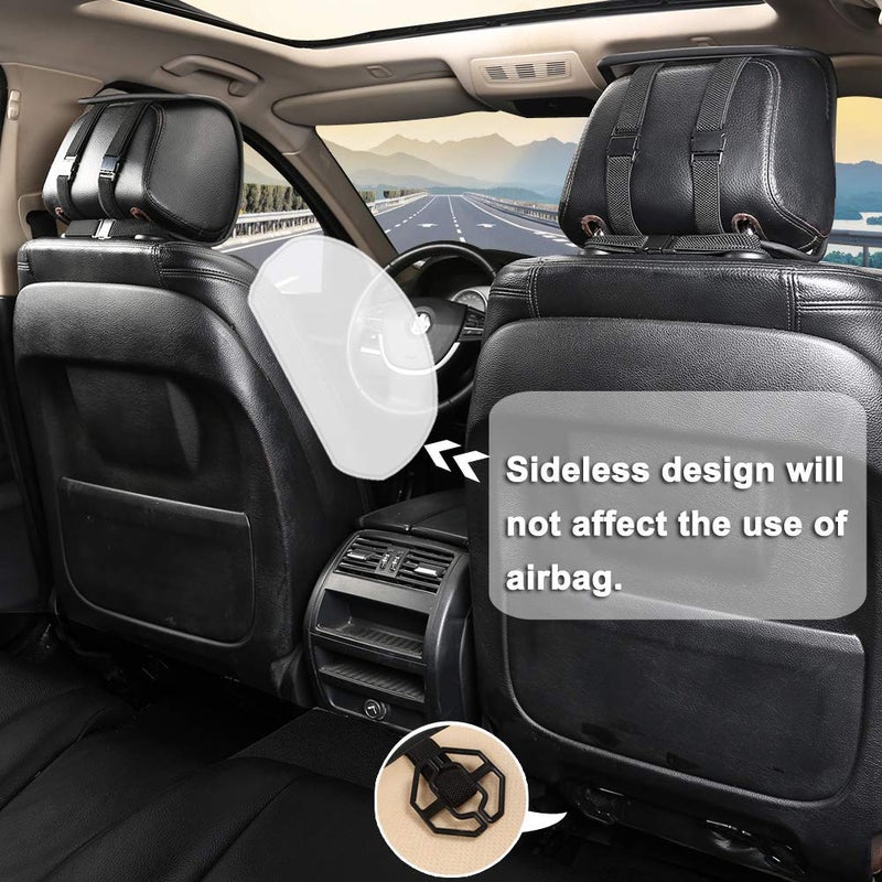 Black Panther Car Seats Covers, 1 Pair Universal Sideless Driver Seat Protectors with Lumbar Support and Headrest Covers (Gray) - Image 4